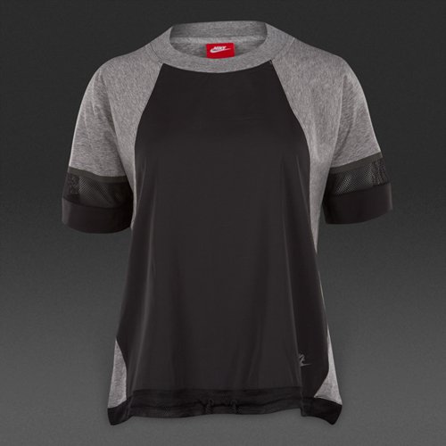 Nike Sportswear SS Bonded Tee Carbon Heather / Black for Women